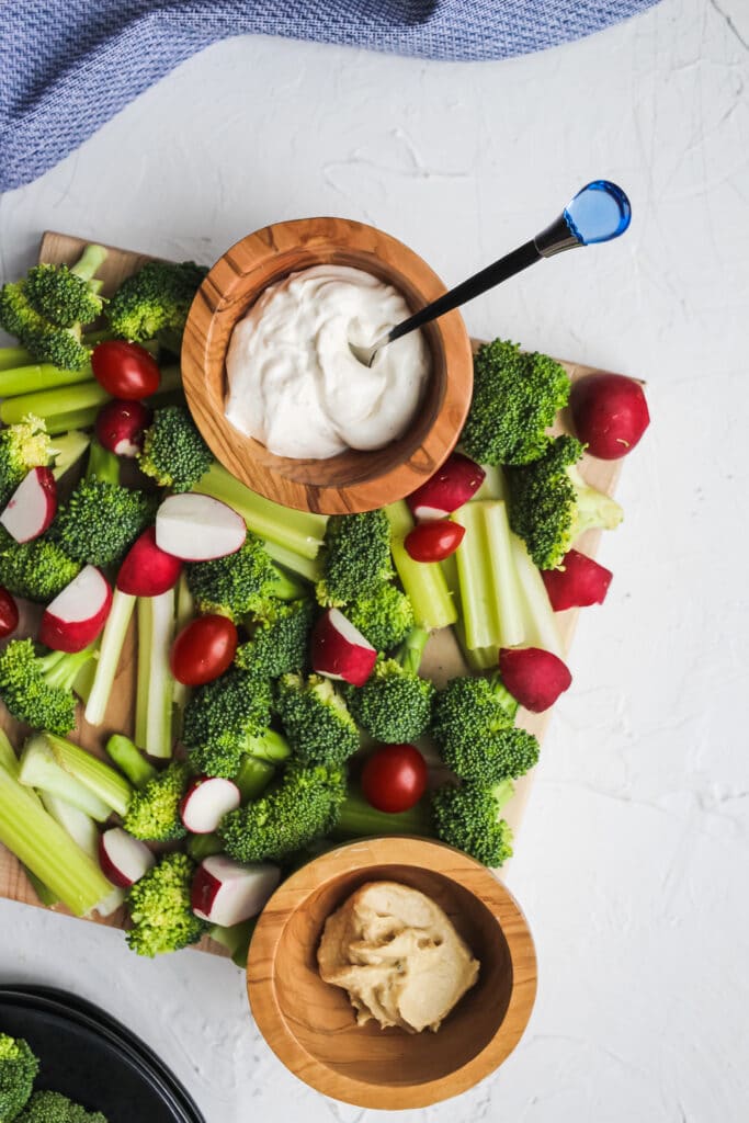 Colorful veggies are shown as an example of a nutrition tip for good health.