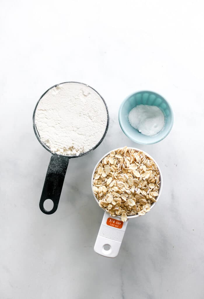 Dry ingredients in cups. 