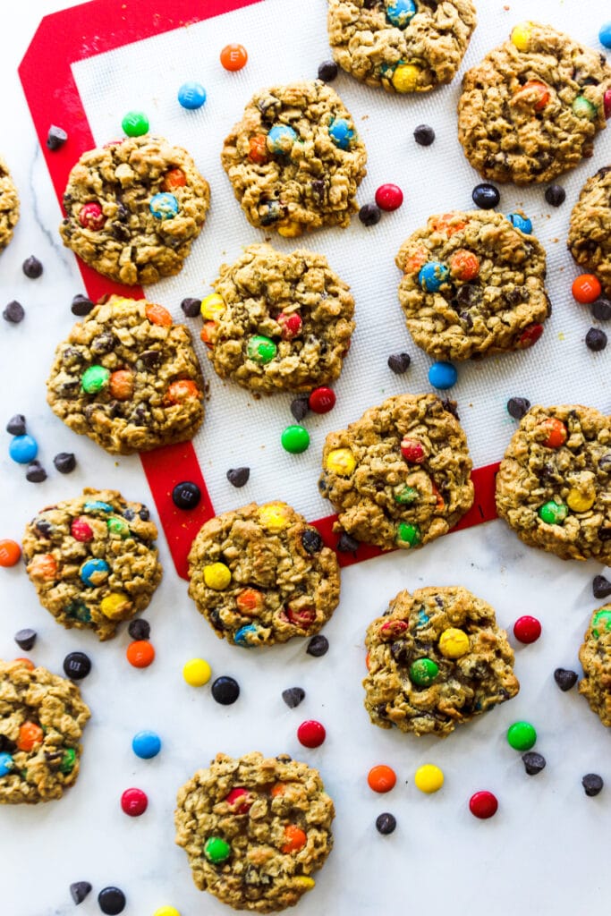 Lots of baked cookies with extra chocolate.