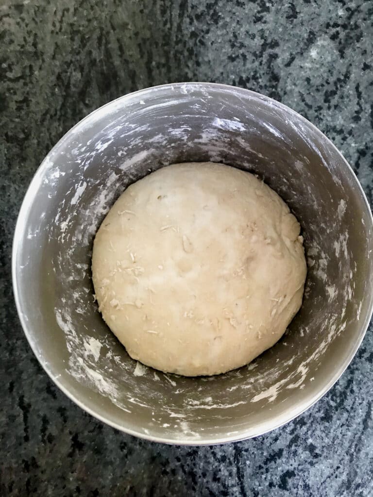 Bowl of dough after resting. 