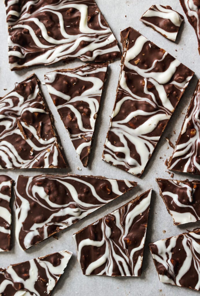 Cut pieces of the chocolate bark.