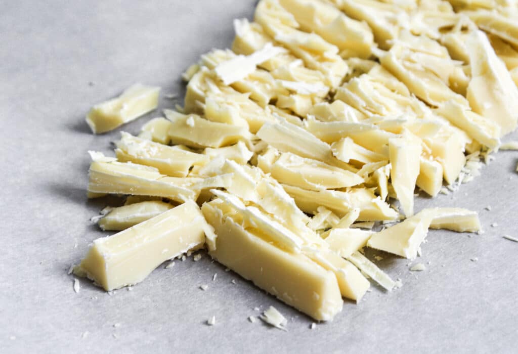 Chopped white chocolate. 