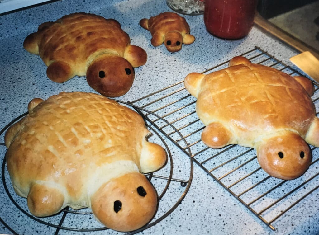 Baked loaves of turtle bread.