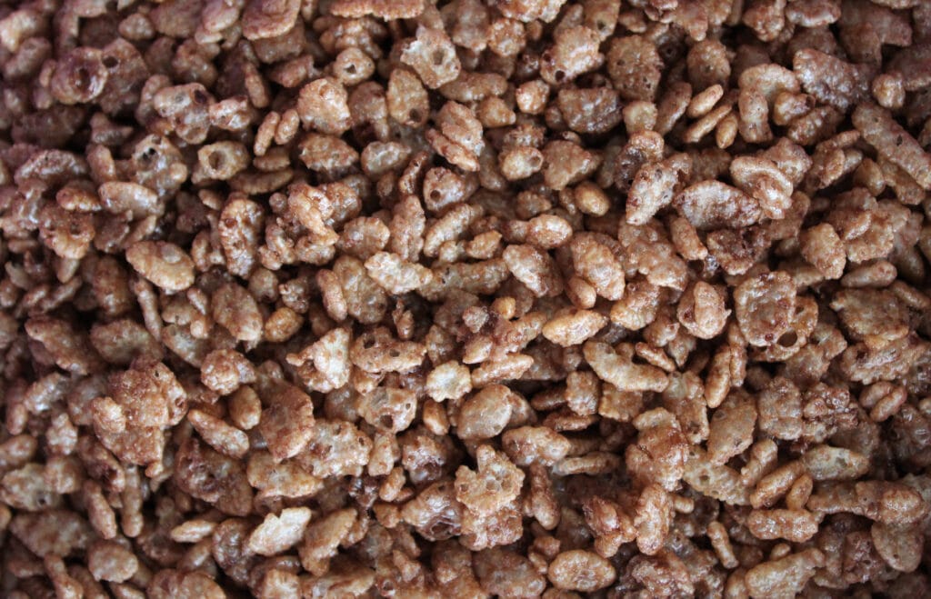 Close up of the cocoa krispies cereal.