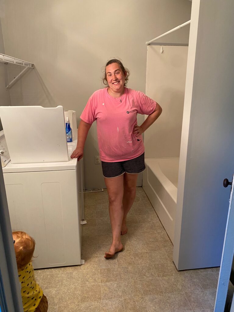 My sister Kelsie is a rockstar and cleaned the entire bathroom. 